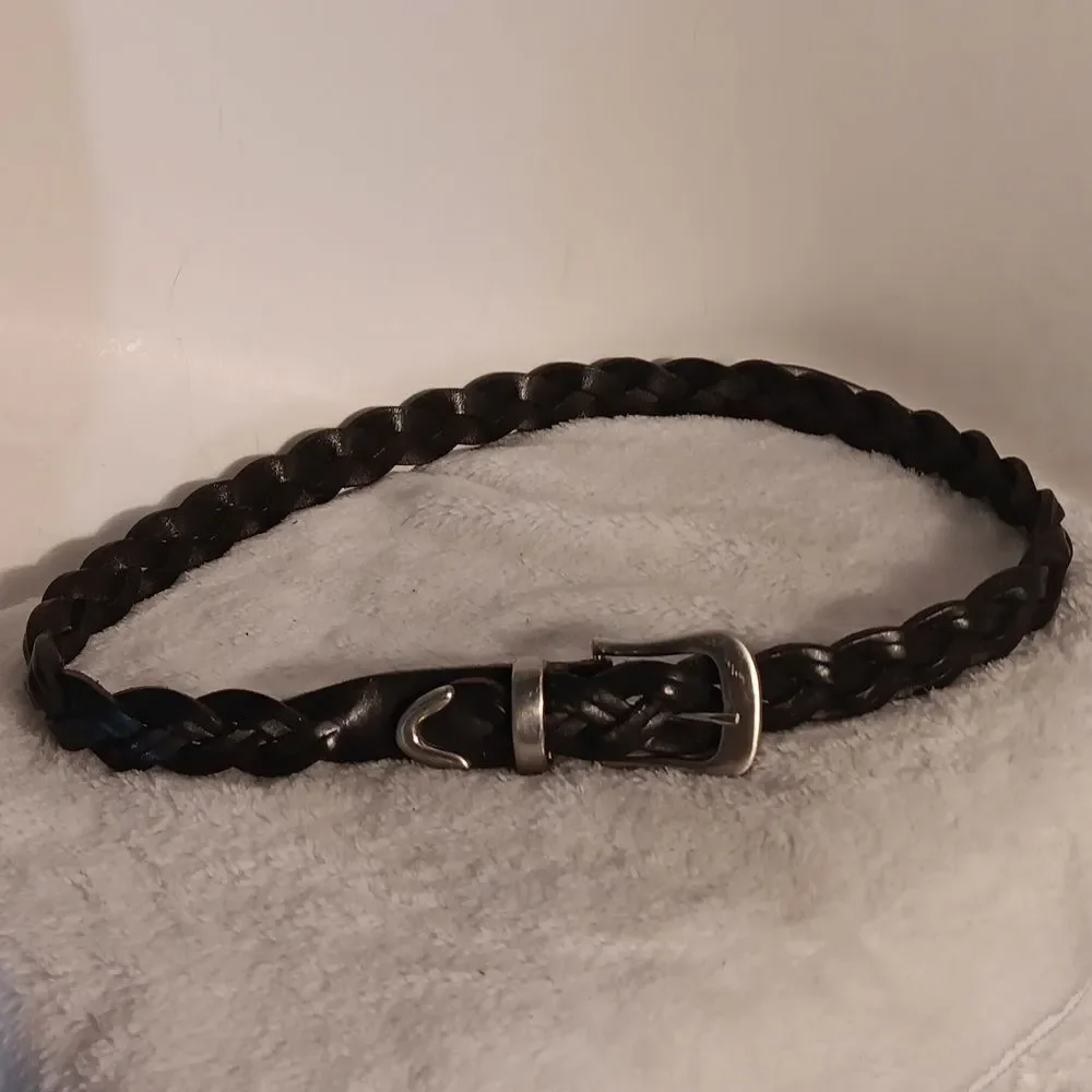Braided Black Leather Belt